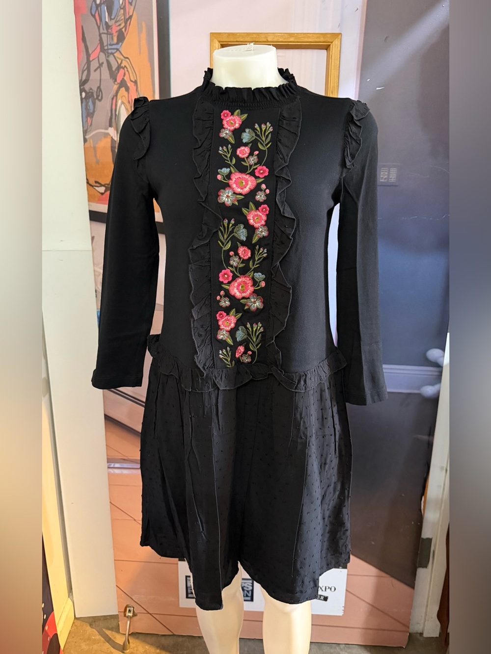 kate spade Black dress with Flower Detail